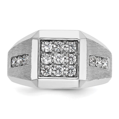 14K Weißgold Herren Ring poliert und satiniert mit 1K Diamant komplett