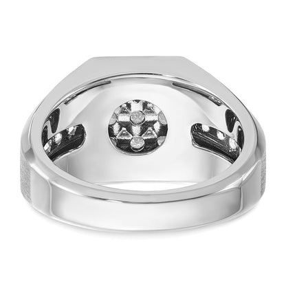 14K Weißgold Herren Ring poliert und satiniert mit 1K Diamant komplett