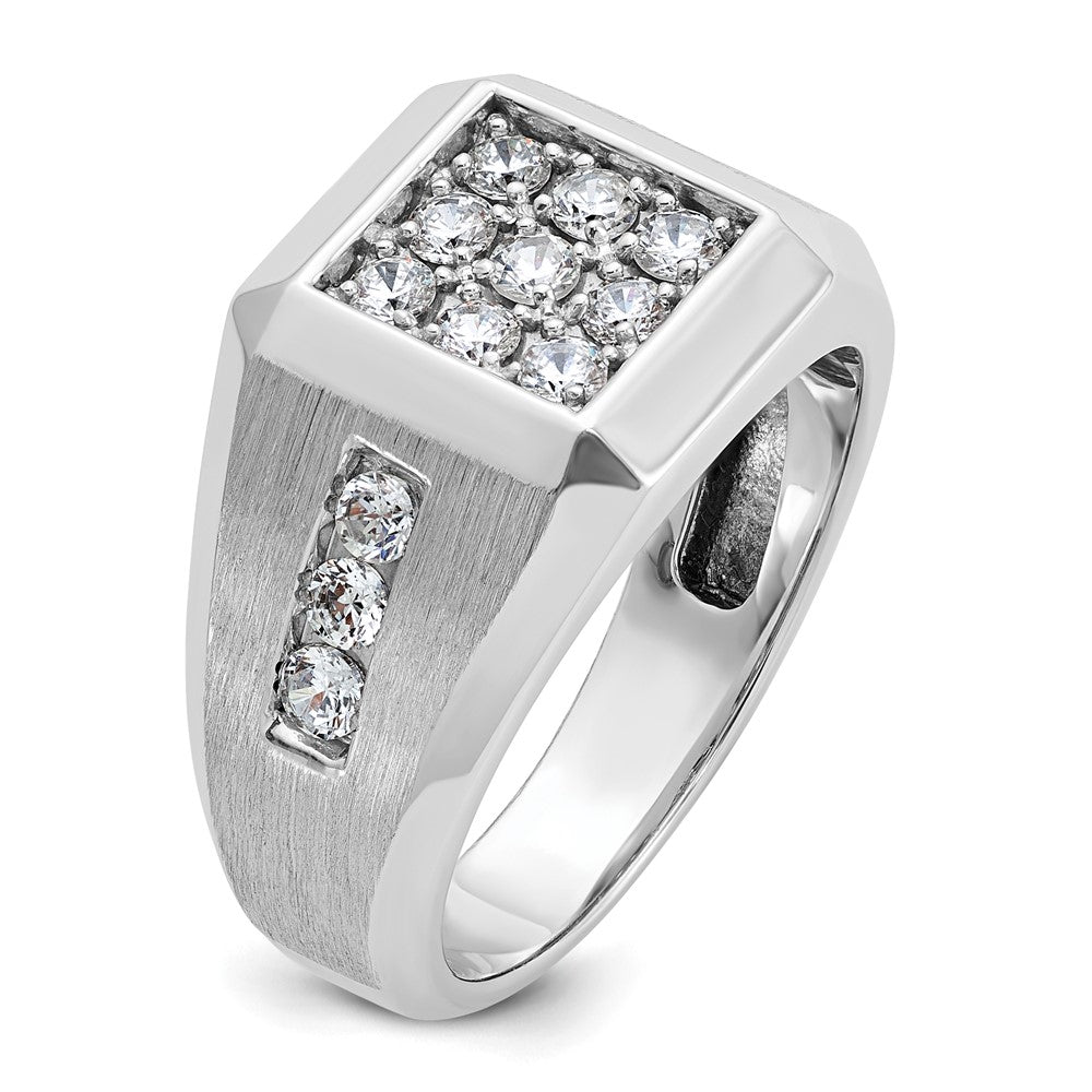 14K Weißgold Herren Ring poliert und satiniert mit 1K Diamant komplett