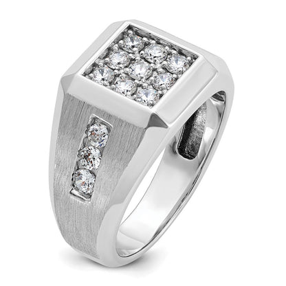 14K Weißgold Herren Ring poliert und satiniert mit 1K Diamant komplett
