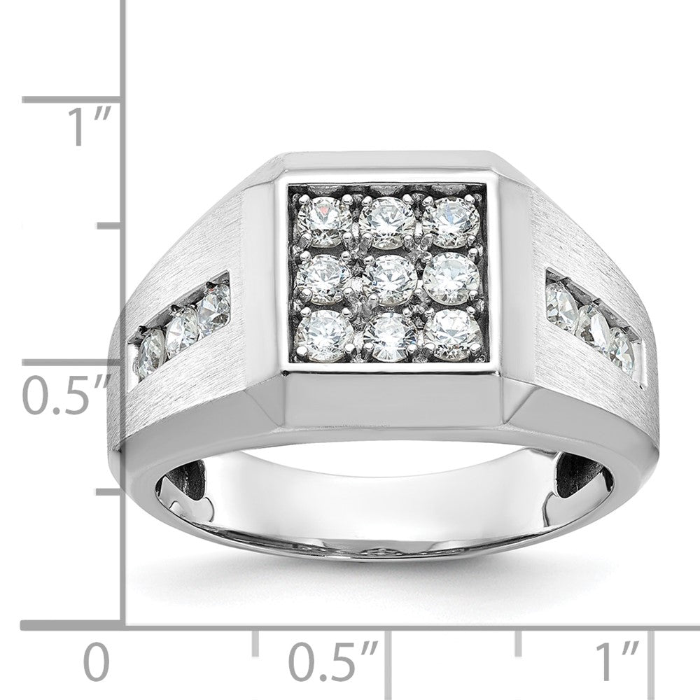 14K Weißgold Herren Ring poliert und satiniert mit 1K Diamant komplett