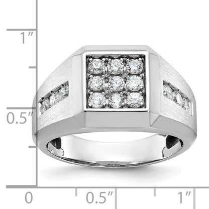 14K Weißgold Herren Ring poliert und satiniert mit 1K Diamant komplett