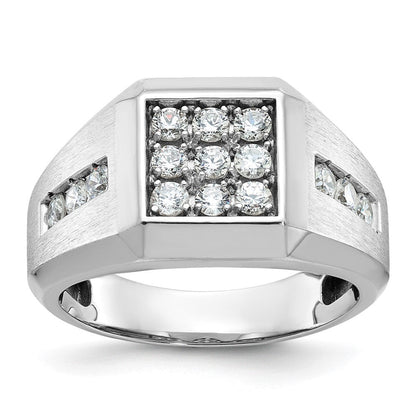 14K Weißgold Herren Ring poliert und satiniert mit 1K Diamant komplett