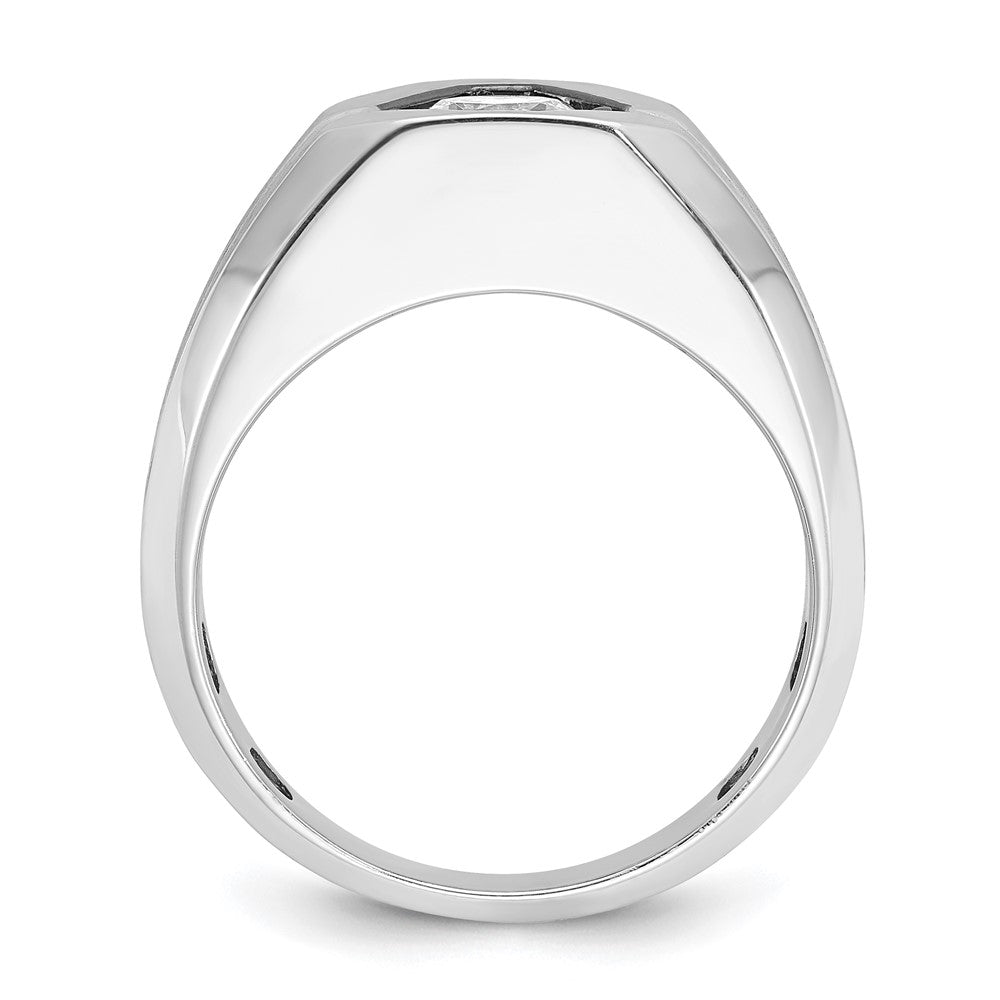 14K Weißgold Herren-Ring, poliert und satiniert, mit 0,2K Diamant, Semi-Mount
