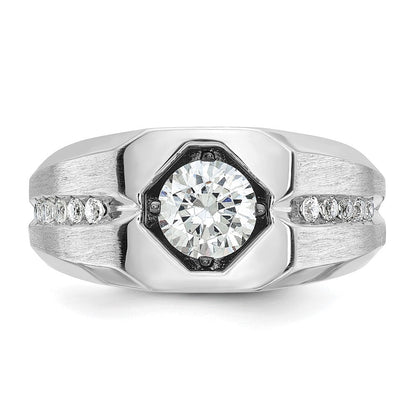 14K Weißgold Herren-Ring, poliert und satiniert, mit 0,2K Diamant, Semi-Mount