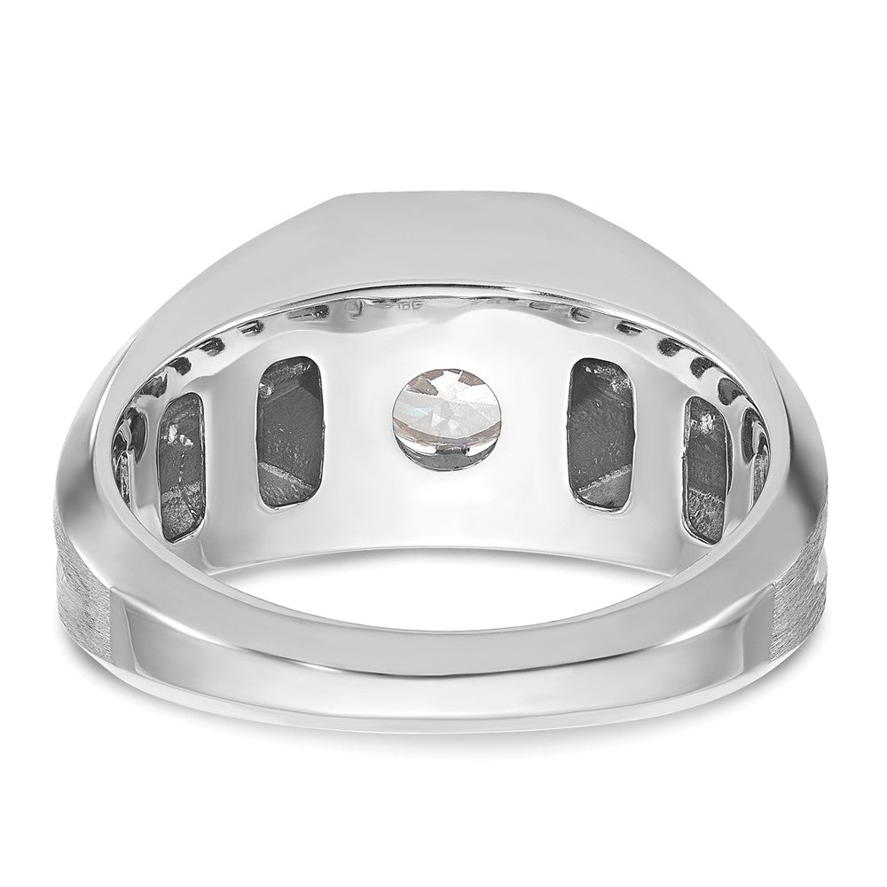 14K Weißgold Herren-Ring, poliert und satiniert, mit 0,2K Diamant, Semi-Mount