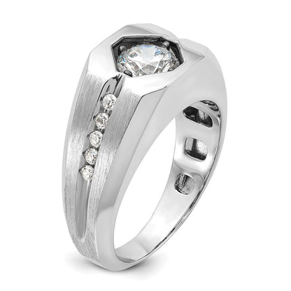 14K Weißgold Herrenring mit 1,2 ct. im Labor gezüchteten Diamanten VS/SI+ G+, poliert und satiniert