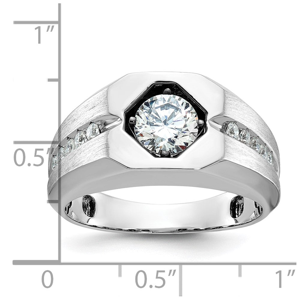14K Weißgold Herren-Ring, poliert und satiniert, mit 0,2K Diamant, Semi-Mount