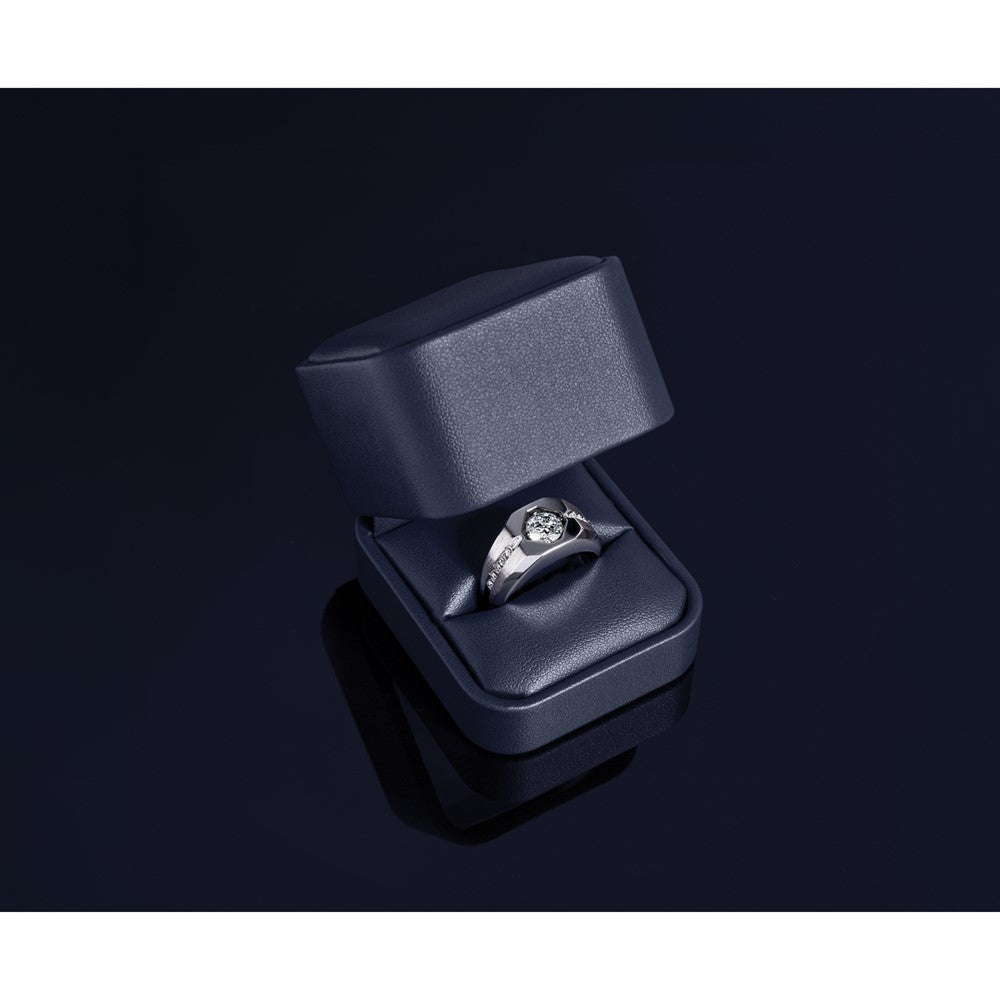 14K Weißgold Herrenring mit 1,2 ct. im Labor gezüchteten Diamanten VS/SI+ G+, poliert und satiniert