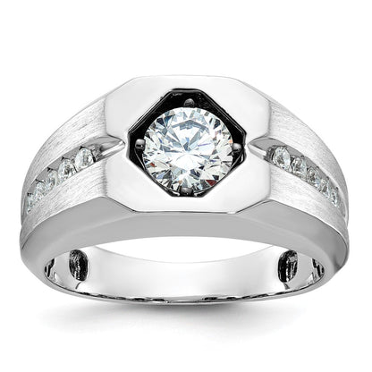 14K Weißgold Herrenring mit 1,2 ct. im Labor gezüchteten Diamanten VS/SI+ G+, poliert und satiniert