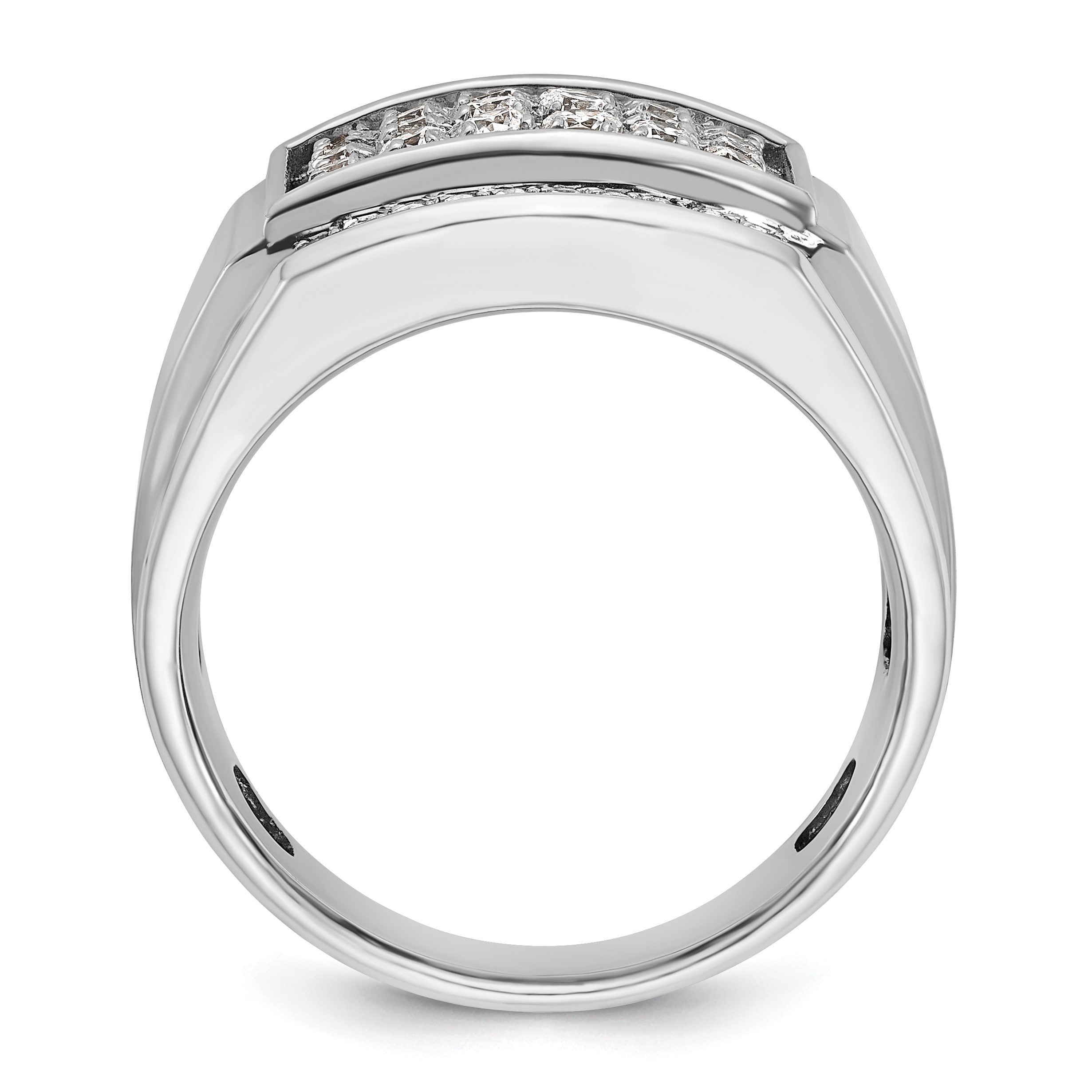 14K Weißgold Herren Ring poliert und satiniert mit 1,5K Diamant