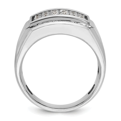 14K Weißgold Herren Ring poliert und satiniert mit 1,5K Diamant