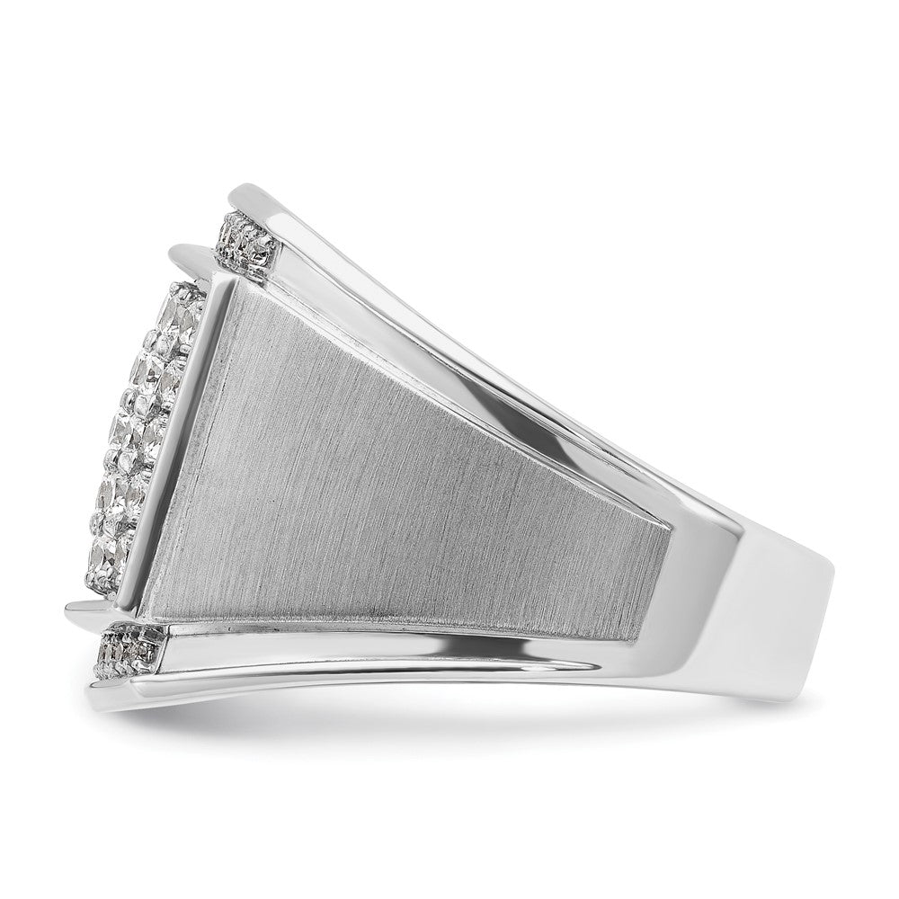 14K Weißgold Herren Ring poliert und satiniert mit 1,5K Diamant