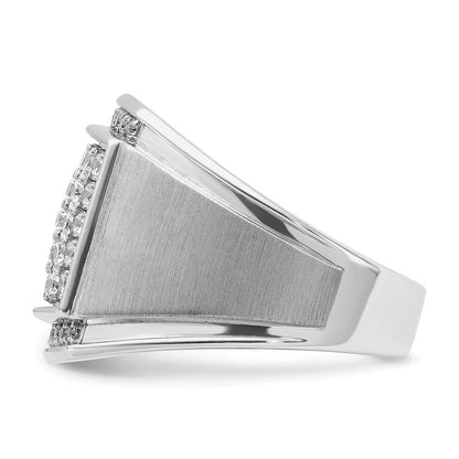 14K Weißgold Herren Ring poliert und satiniert mit 1,5K Diamant