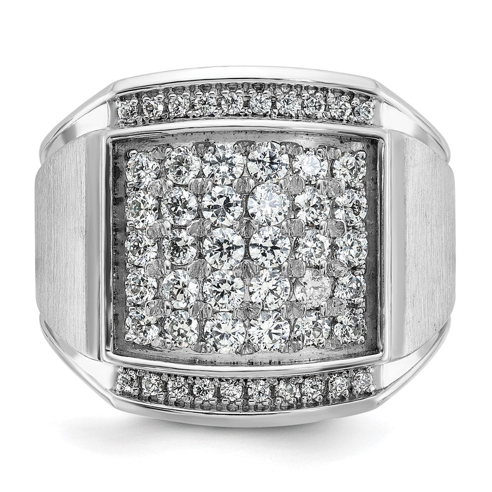 14K Weißgold Herren Ring poliert und satiniert mit 1,5K Diamant