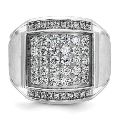 14K Weißgold Herren Ring poliert und satiniert mit 1,5K Diamant