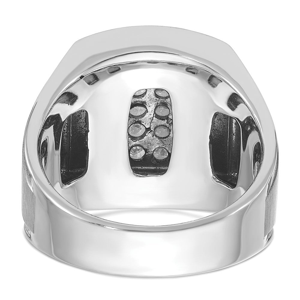 14K Weißgold Herren Ring poliert und satiniert mit 1,5K Diamant