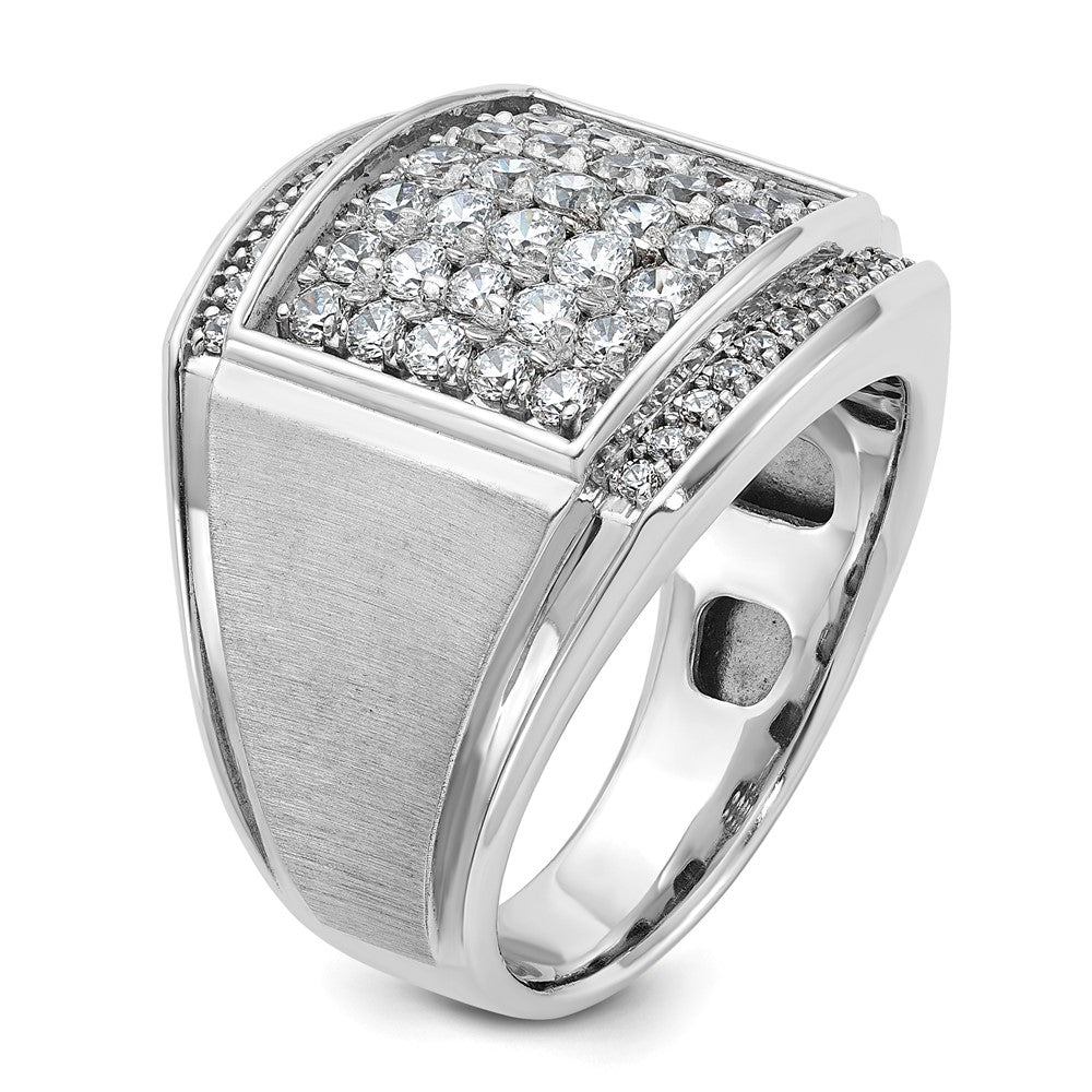 14K Weißgold Herren Ring poliert und satiniert mit 1,5K Diamant