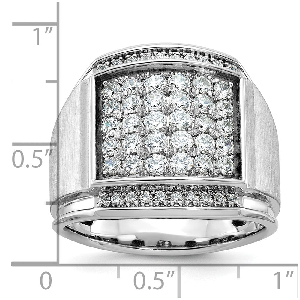 14K Weißgold Herren Ring poliert und satiniert mit 1,5K Diamant