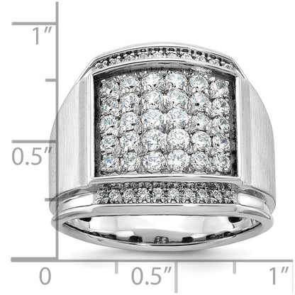 14K Weißgold Herren Ring poliert und satiniert mit 1,5K Diamant