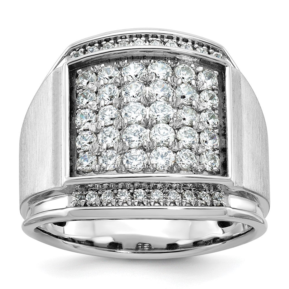 14K Weißgold Herren Ring poliert und satiniert mit 1,5K Diamant