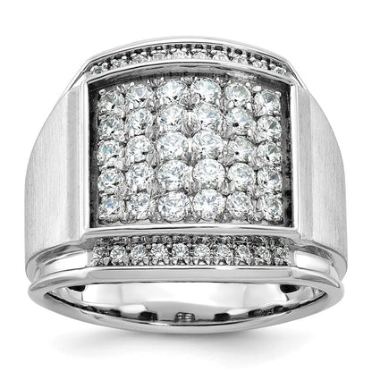 14K Weißgold Herren Ring poliert und satiniert mit 1,5K Diamant