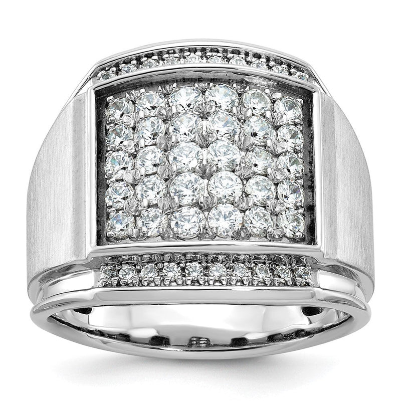 14K Weißgold Herren Ring poliert und satiniert mit 1,5K Diamant