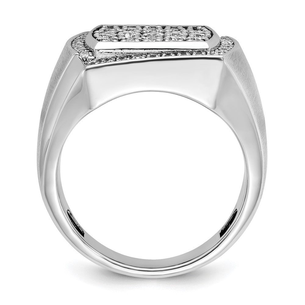 14K Weißgold Herren-Ring, poliert und satiniert, mit 1,3K Diamanten, komplett besetzt
