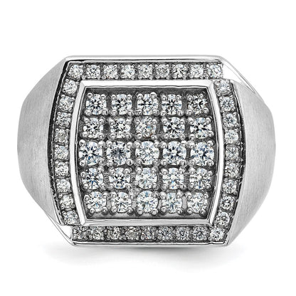 14K Weißgold Herren-Ring, poliert und satiniert, mit 1,3K Diamanten, komplett besetzt
