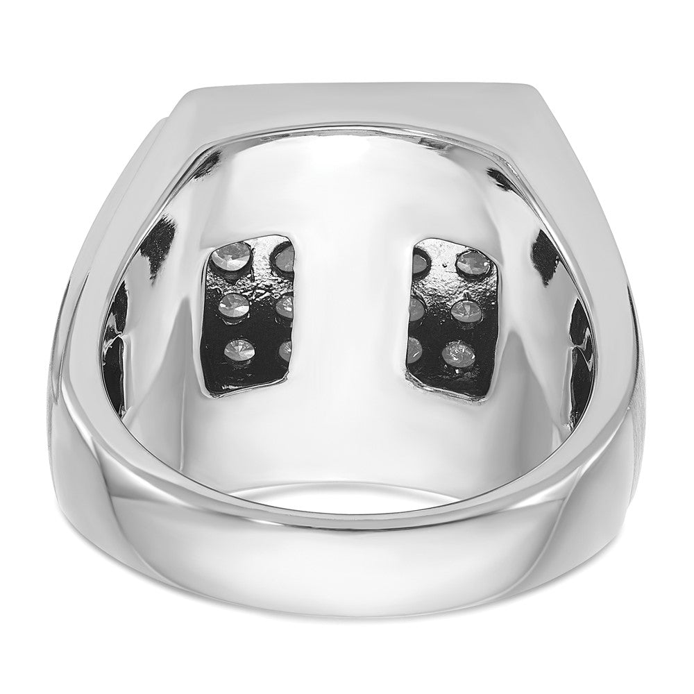 14K Weißgold Herren-Ring, poliert und satiniert, mit 1,3K Diamanten, komplett besetzt