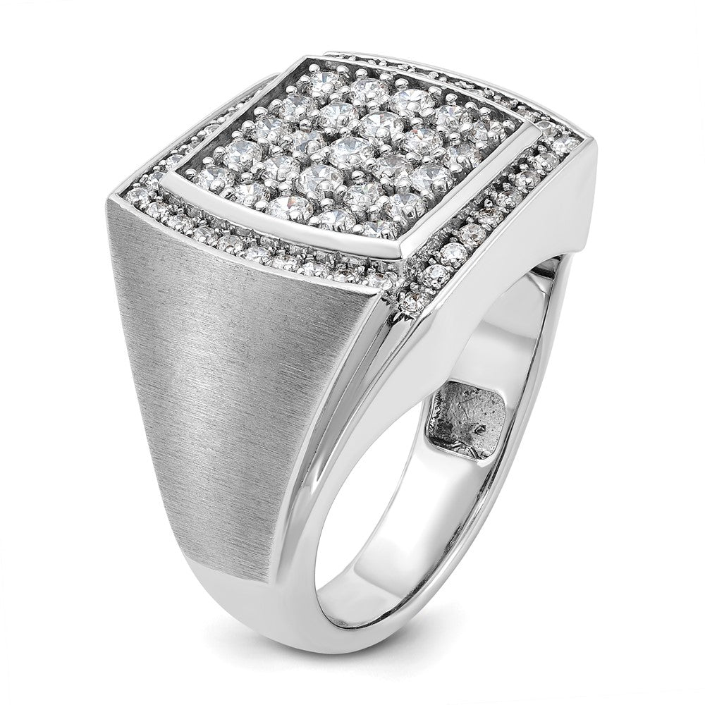 14K Weißgold Herren-Ring, poliert und satiniert, mit 1,3K Diamanten, komplett besetzt