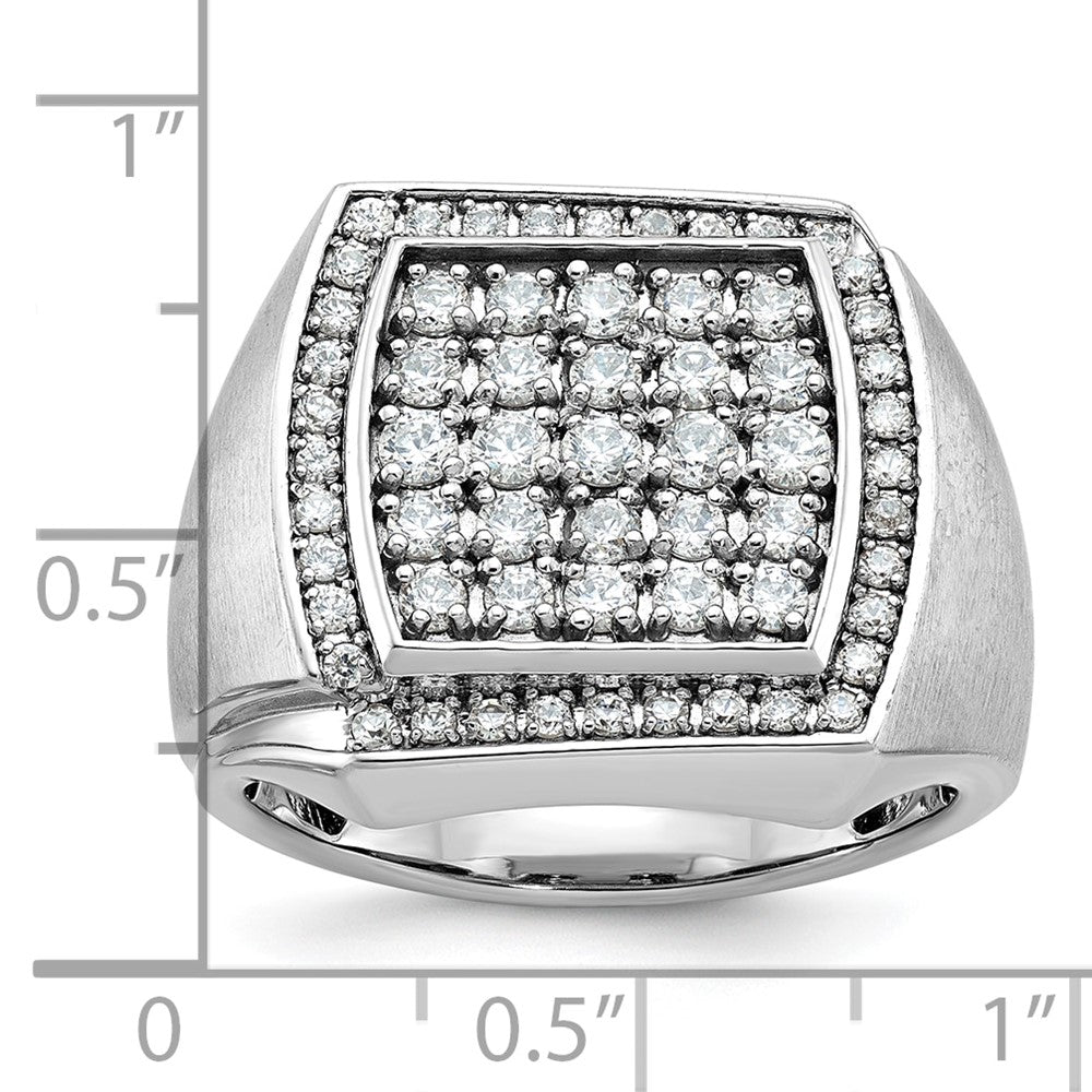 14K Weißgold Herren-Ring, poliert und satiniert, mit 1,3K Diamanten, komplett besetzt