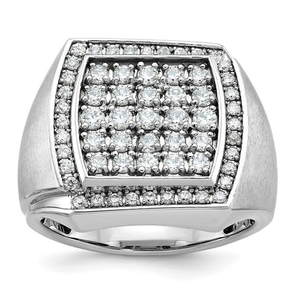 14K Weißgold Herren-Ring, poliert und satiniert, mit 1,3K Diamanten, komplett besetzt