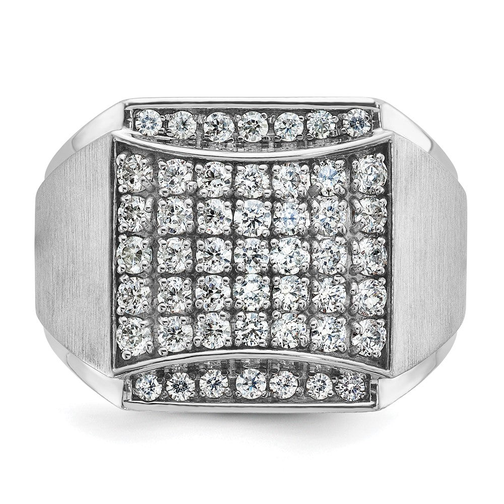 14K Weißgold Herren-Diamantring, poliert und satiniert, 1,5 ct