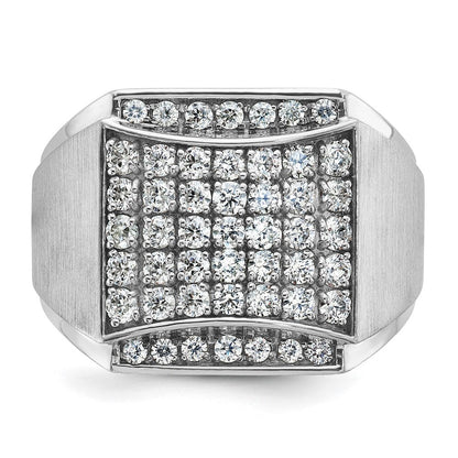 14K Weißgold Herren-Diamantring, poliert und satiniert, 1,5 ct