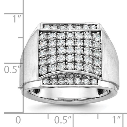 14K Weißgold Herren-Diamantring, poliert und satiniert, 1,5 ct
