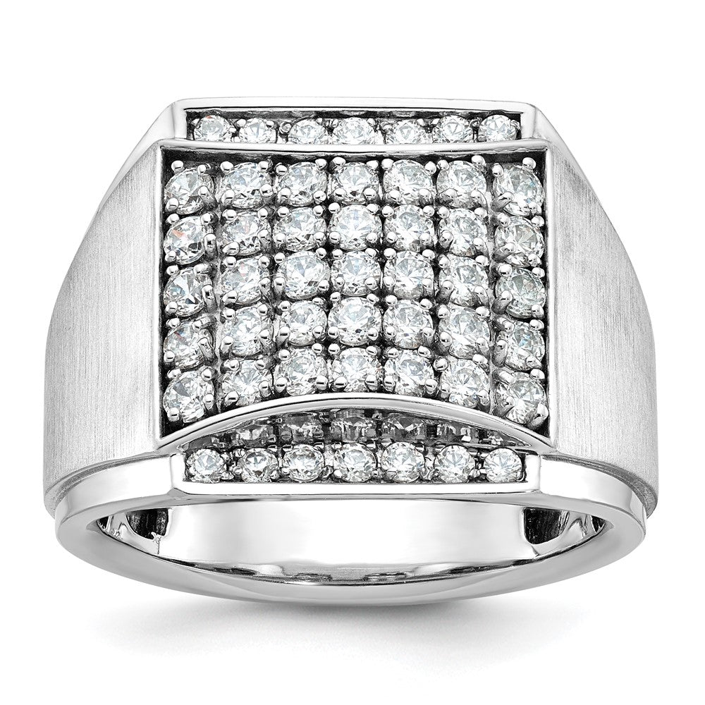 14K Weißgold Herren-Diamantring, poliert und satiniert, 1,5 ct