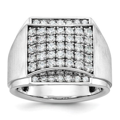 14K Weißgold Herren-Diamantring, poliert und satiniert, 1,5 ct