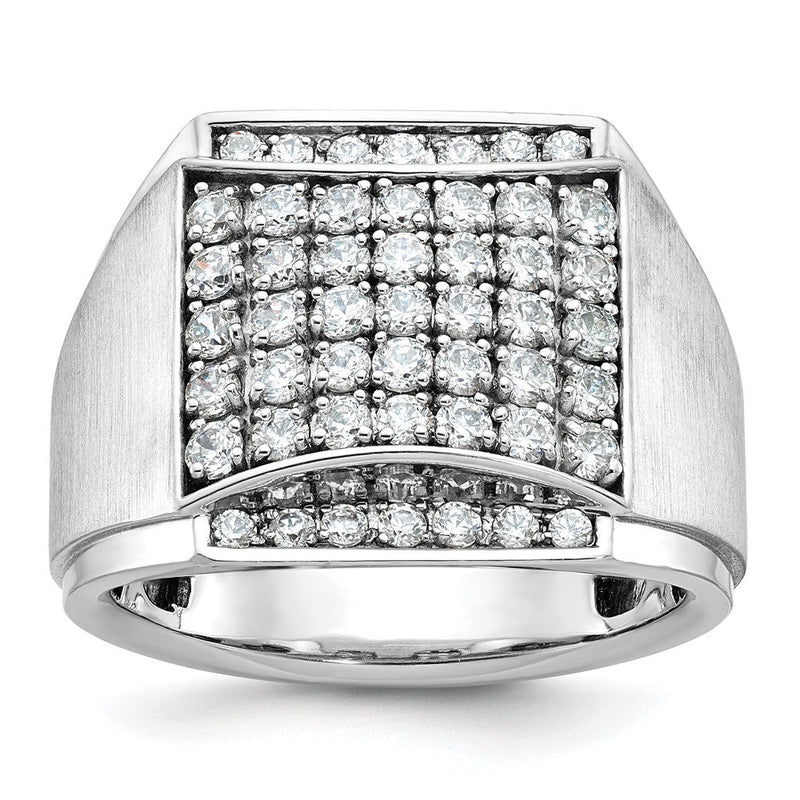 14K Weißgold Herren-Diamantring, poliert und satiniert, 1,5 ct