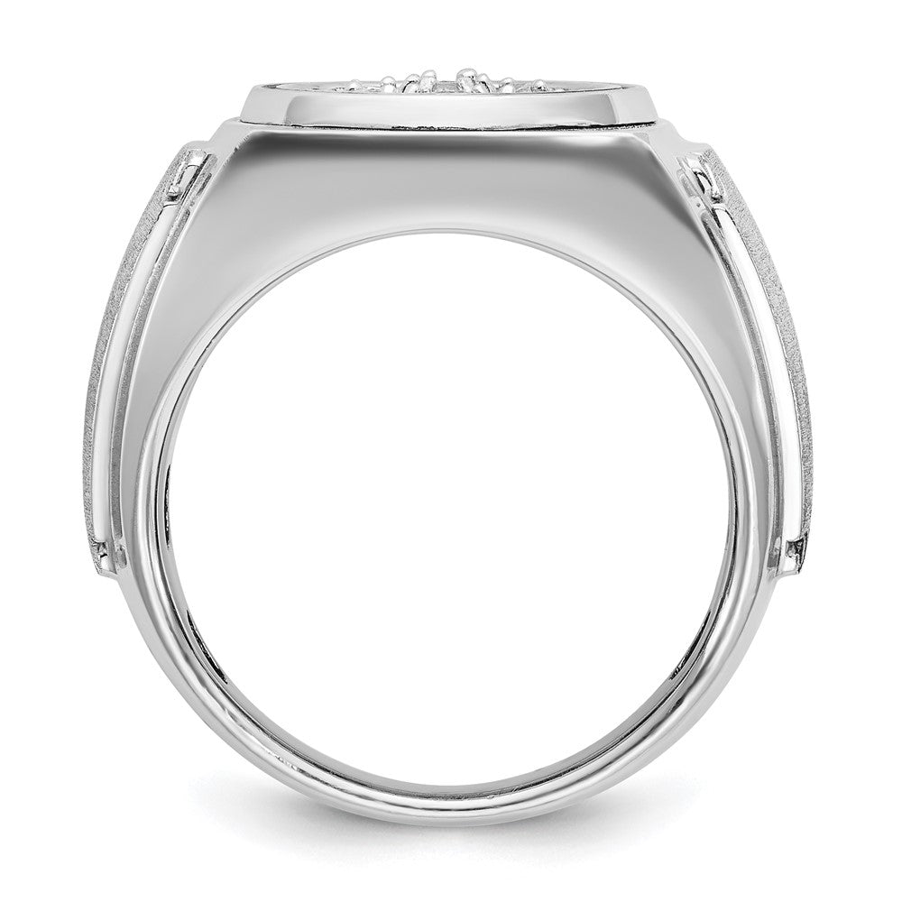 14K Weißgold Herren-Ring, poliert und satiniert, mit 0,75K Diamanten, komplett besetzt