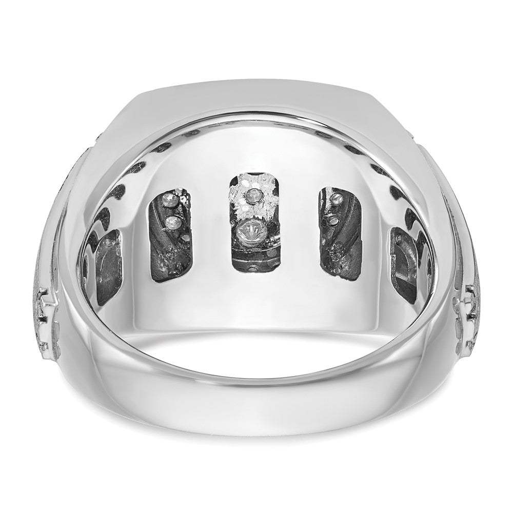 14K Weißgold Herren-Ring, poliert und satiniert, mit 0,75K Diamanten, komplett besetzt