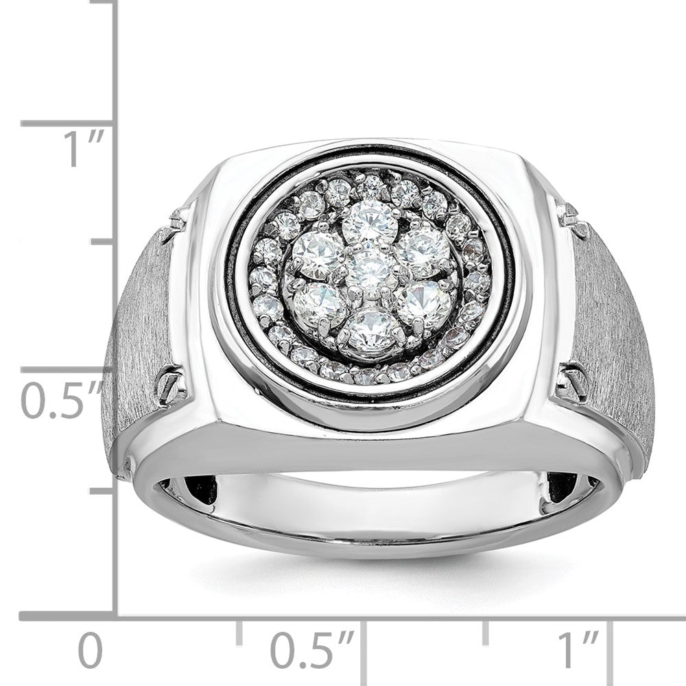 14K Weißgold Herren-Ring, poliert und satiniert, mit 0,75K Diamanten, komplett besetzt
