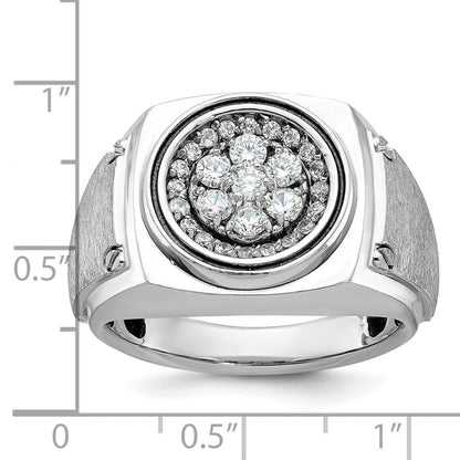 14K Weißgold Herren-Ring, poliert und satiniert, mit 0,75K Diamanten, komplett besetzt