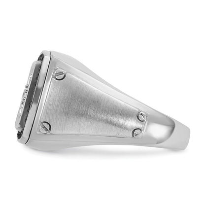 14K Weißgold Ibgoodman Herren Poliert und Satiniert 3/4 Karat Aa Qualität Schwarz Diamant Heiligenschein Cluster Ring