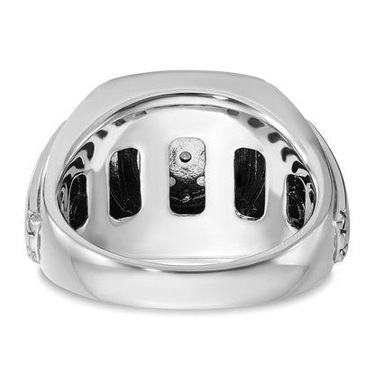 14K Weißgold Ibgoodman Herren Poliert und Satiniert 3/4 Karat Aa Qualität Schwarz Diamant Heiligenschein Cluster Ring