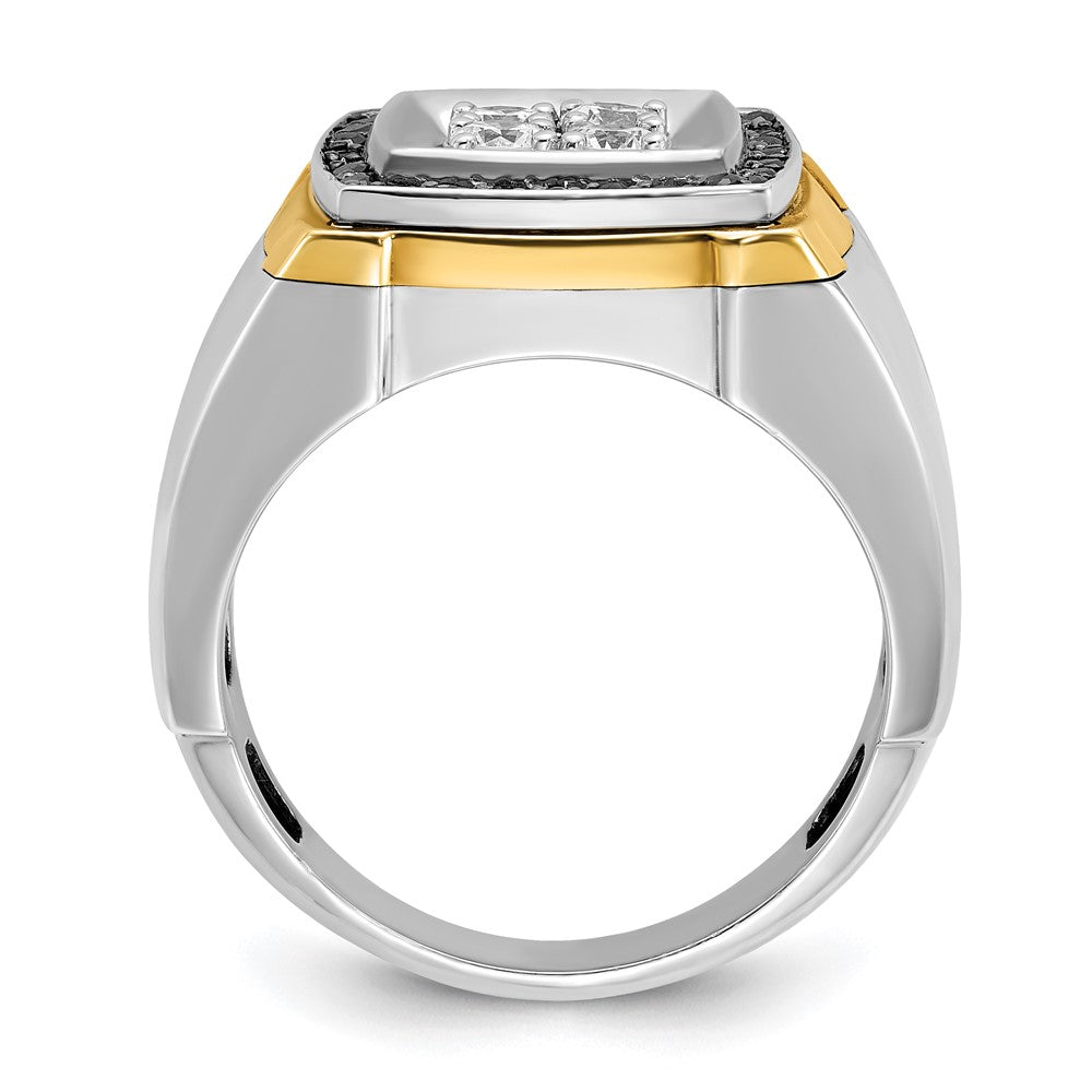 14K Bicolor Gold Herren-Ring mit 0,75 ct. schwarzen und weißen Diamanten, komplett besetzt
