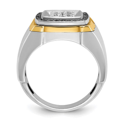 14K Bicolor Gold Herren-Ring mit 0,75 ct. schwarzen und weißen Diamanten, komplett besetzt