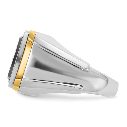 14K Bicolor Gold Herren-Ring mit 0,75 ct. schwarzen und weißen Diamanten, komplett besetzt