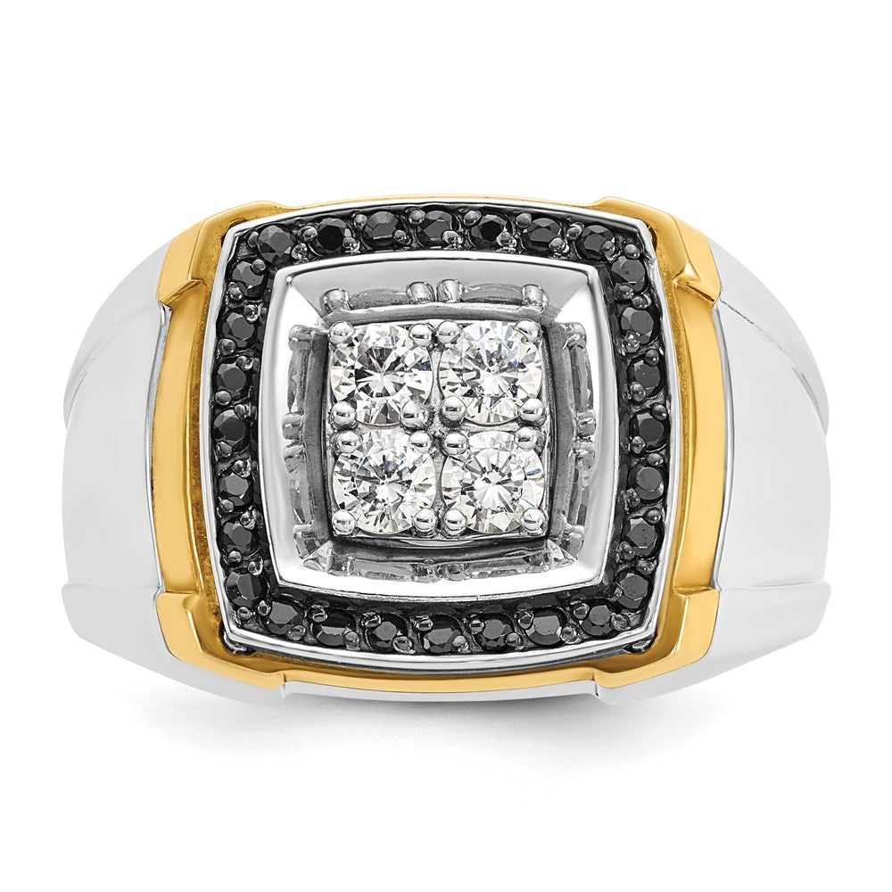 14K Bicolor Gold Herren-Ring mit 0,75 ct. schwarzen und weißen Diamanten, komplett besetzt