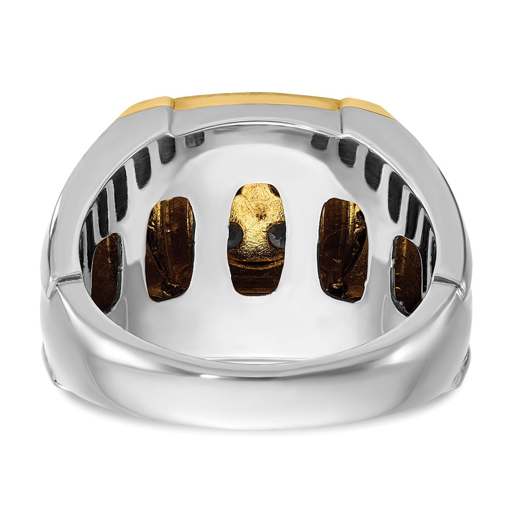 14K Bicolor Gold Herren-Ring mit 0,75 ct. schwarzen und weißen Diamanten, komplett besetzt